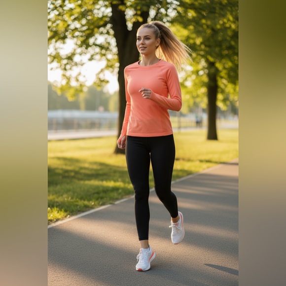 Amazon Essentials Tops - Coral Athletic Compression Long Sleeve